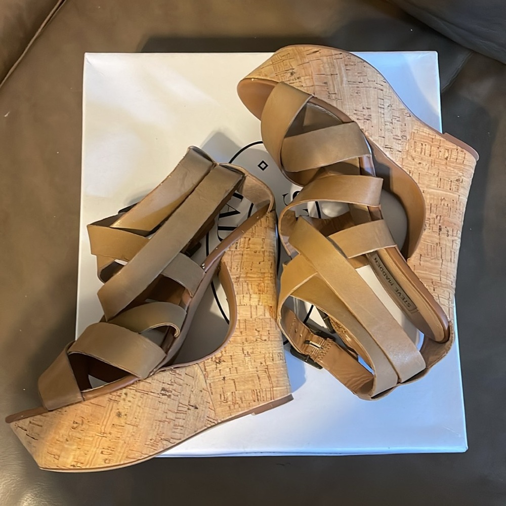 Steve Madden Platform Heels - Color: Draft Cognac… - image 3